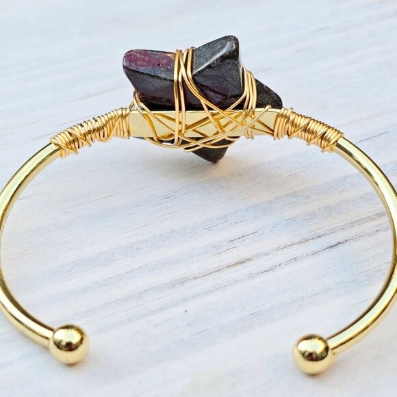 Dragons Blood Star Cuff ✦ Wire-Wrapped 14Kt Gold Over Copper ✦ Courage Tailsman - Picture 5 of 10